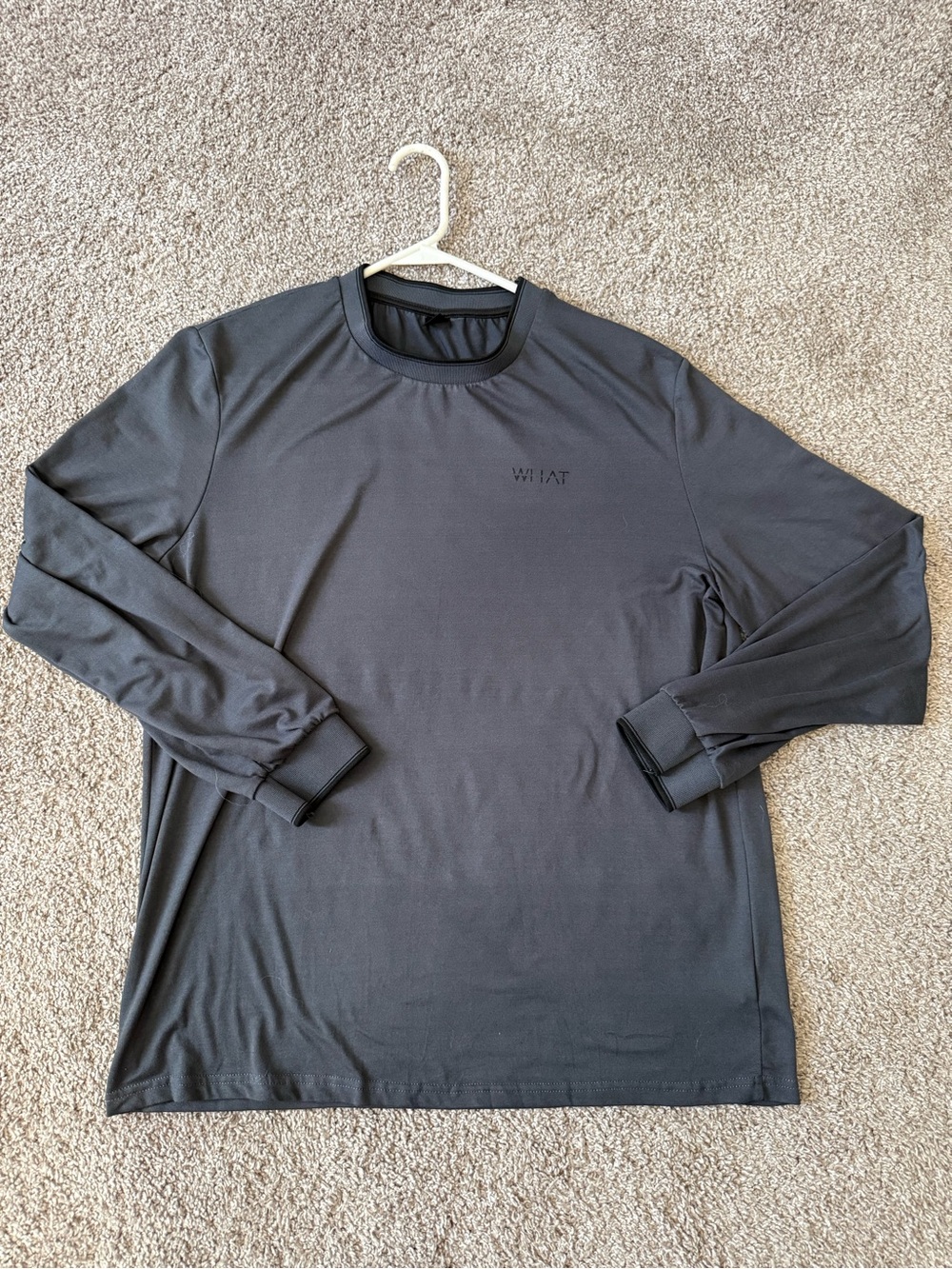 Men's Long Sleeve Crew in Black with Subtle Chest Logo